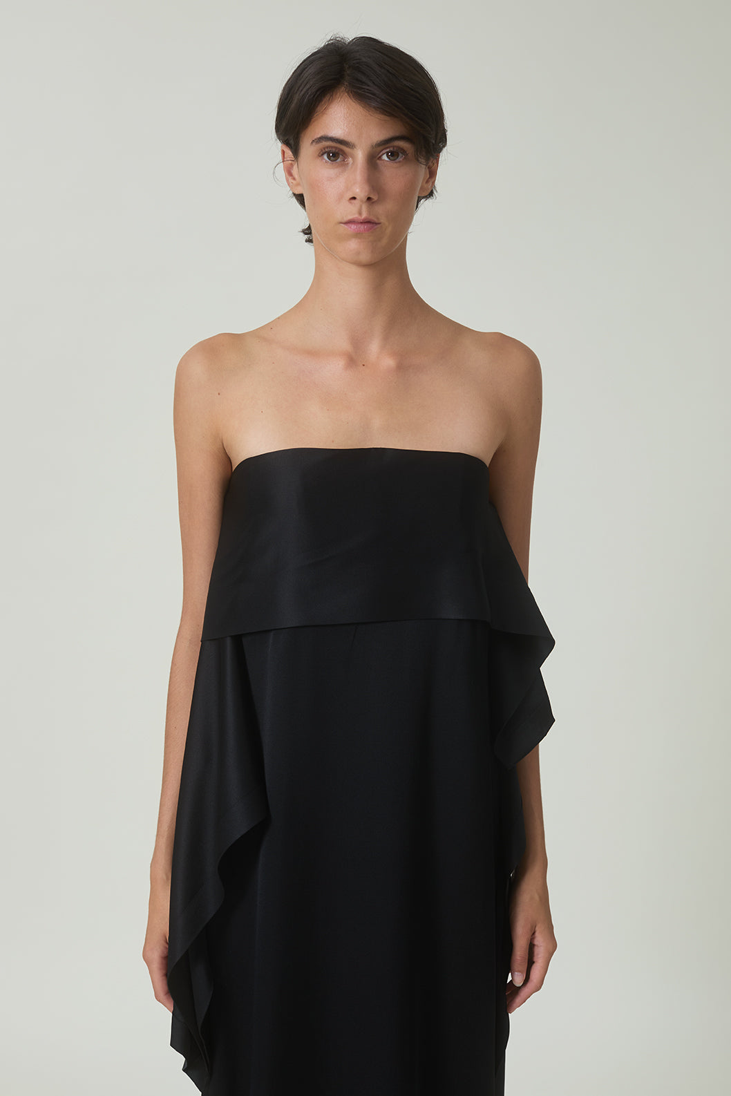 Luz Dress in Black Satin
