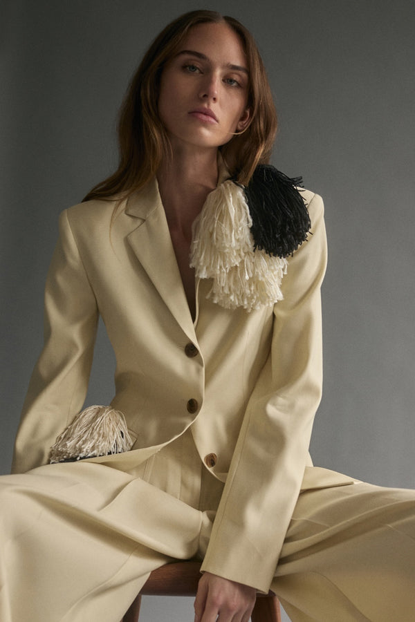 Pom Pom Brooch in Ivory & Black