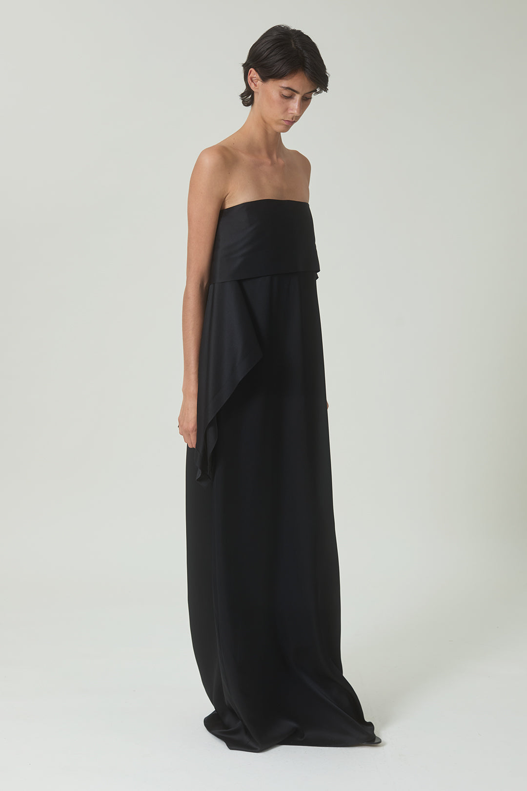 Luz Dress in Black Satin