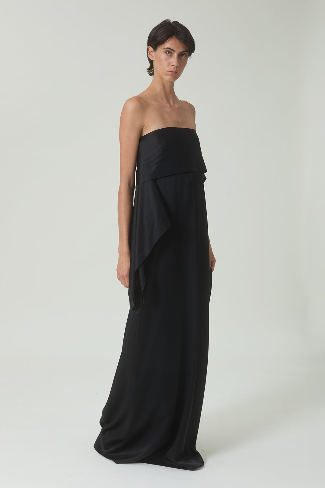 Luz Dress in Black Satin