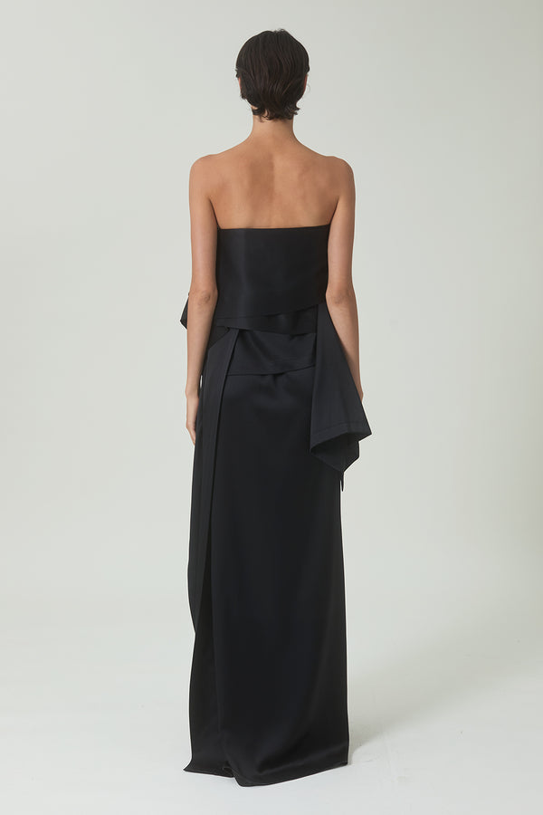 Luz Dress in Black Satin