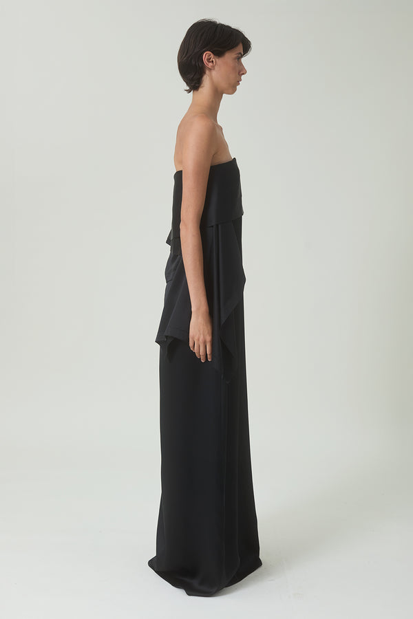 Luz Dress in Black Satin