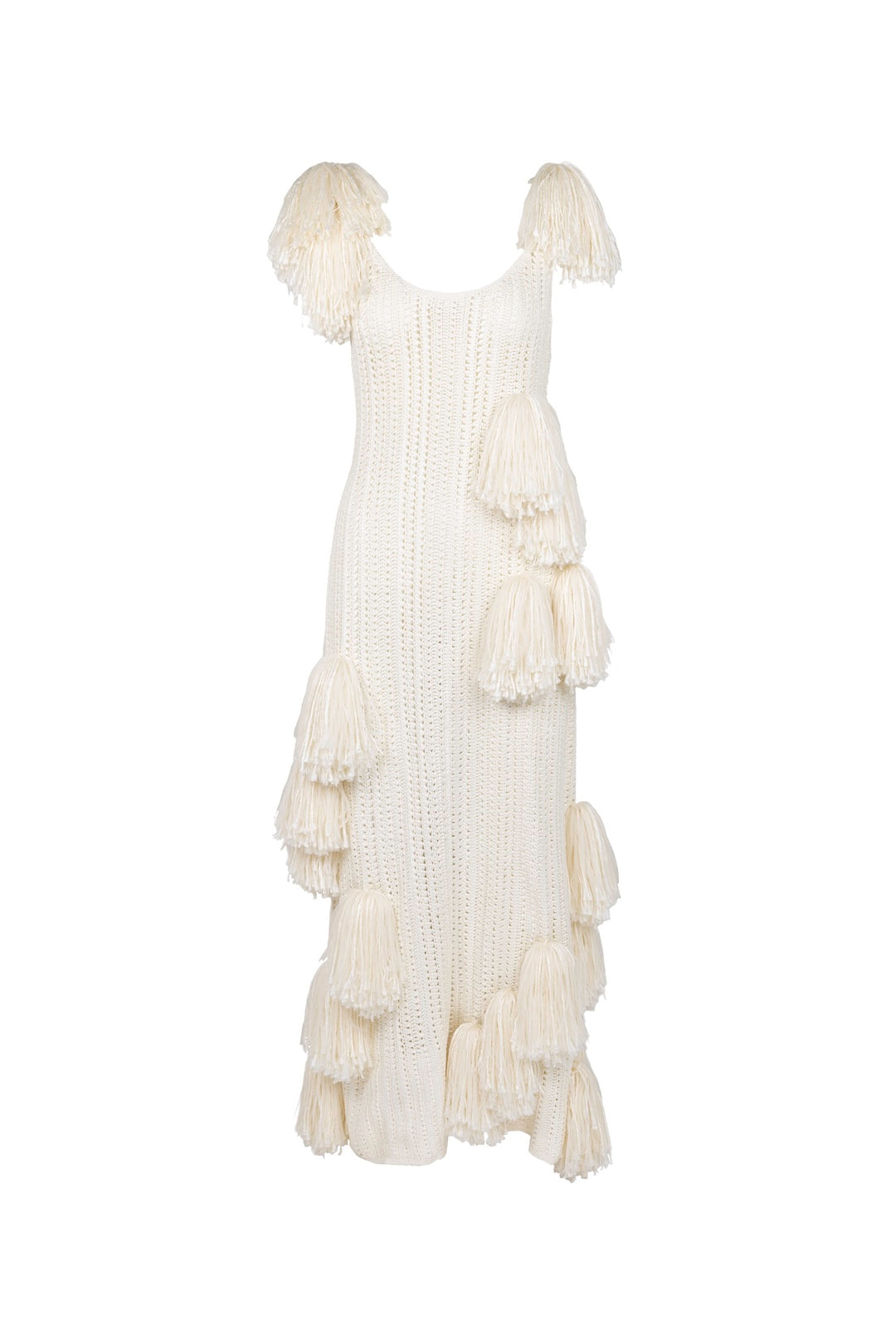 pom pom midi dress POM POM Midi Dress with Front Ruffles