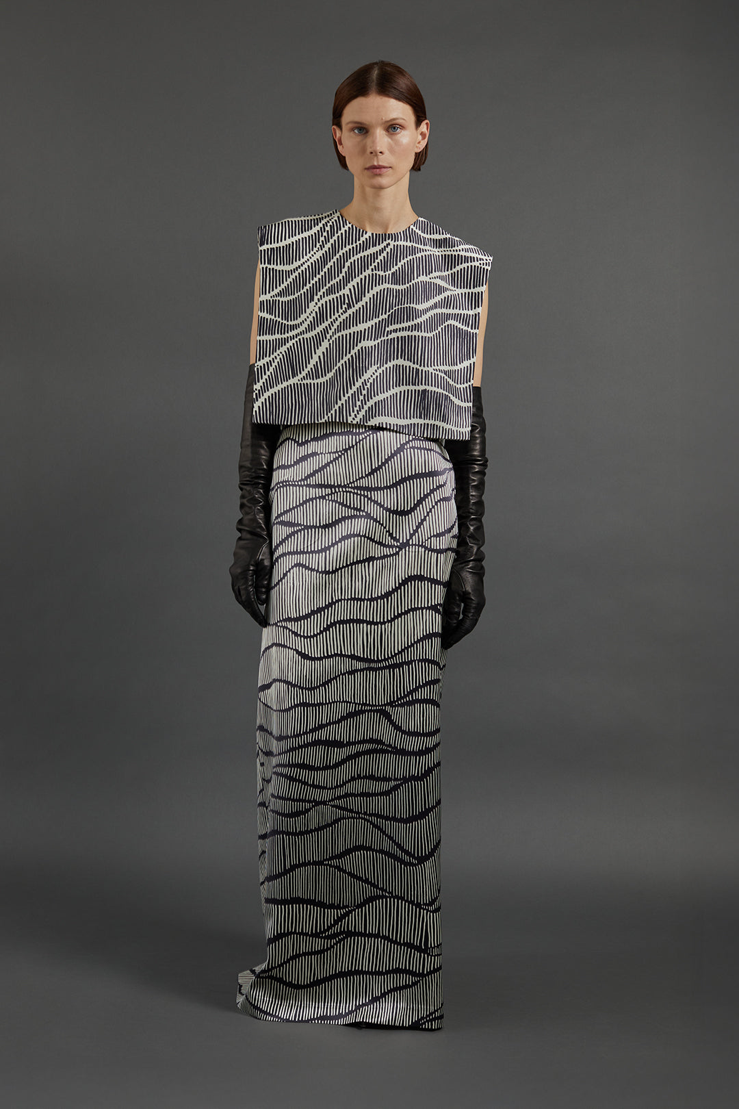 Milagros Top in Linear Print