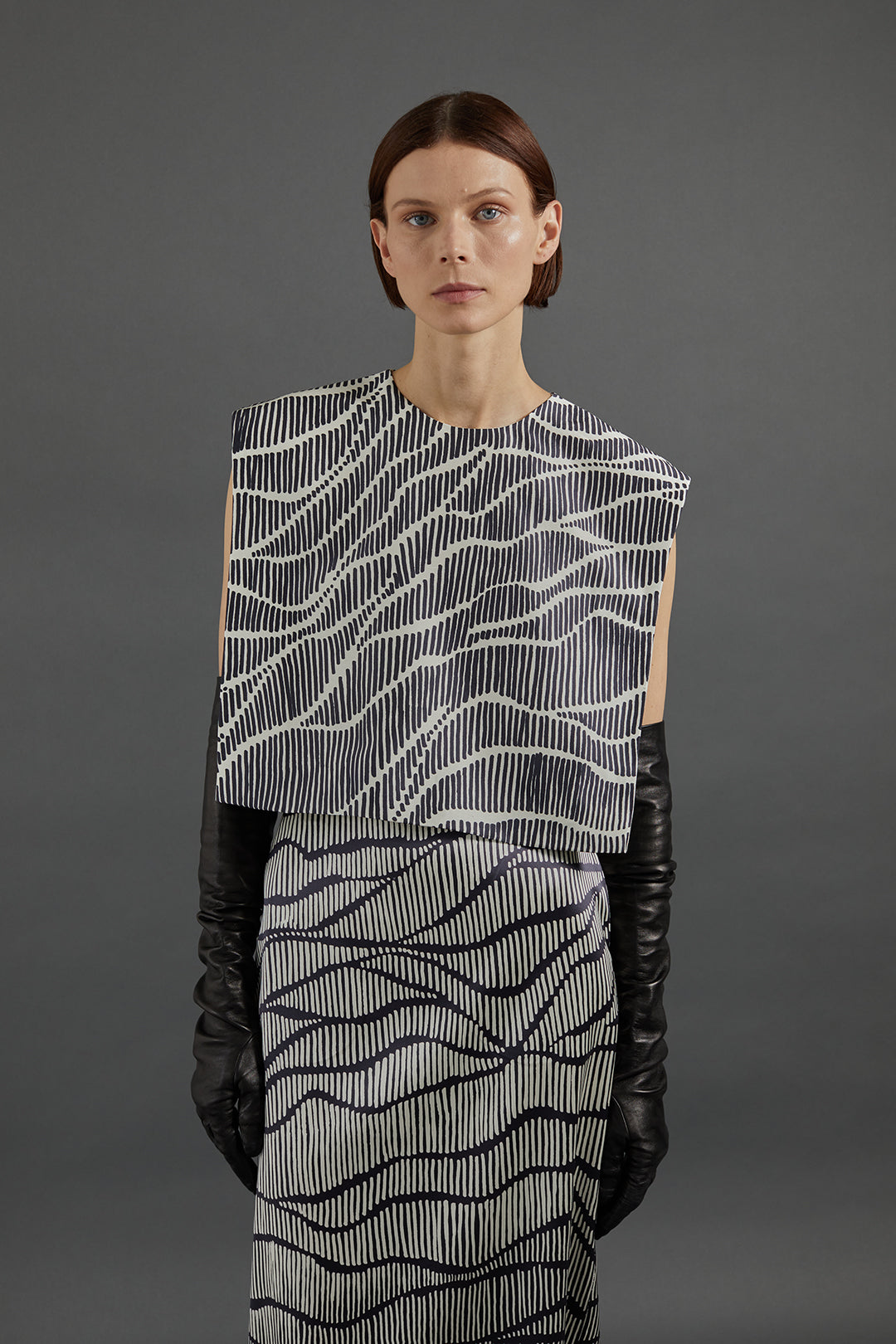 Milagros Top in Linear Print