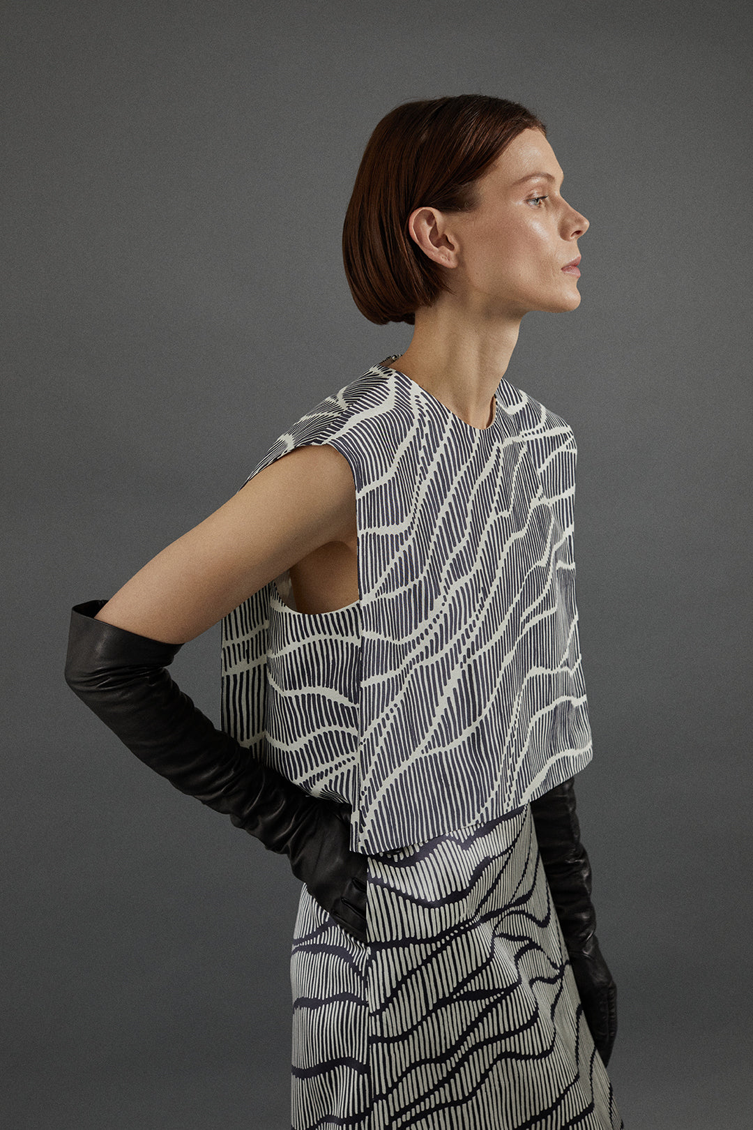 Milagros Top in Linear Print
