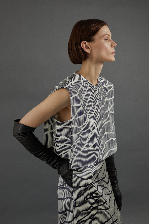 Milagros Top in Linear Print