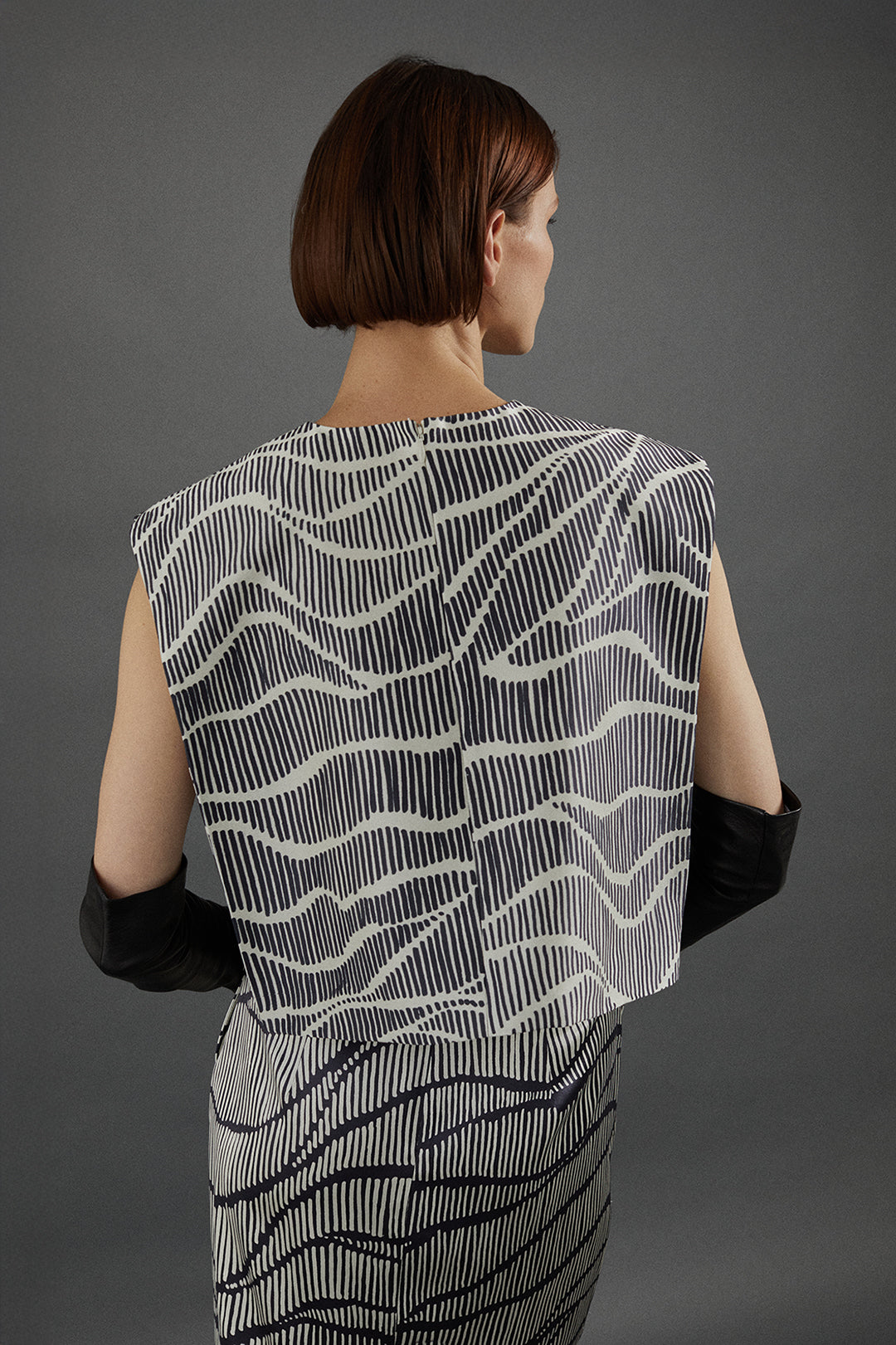 Milagros Top in Linear Print