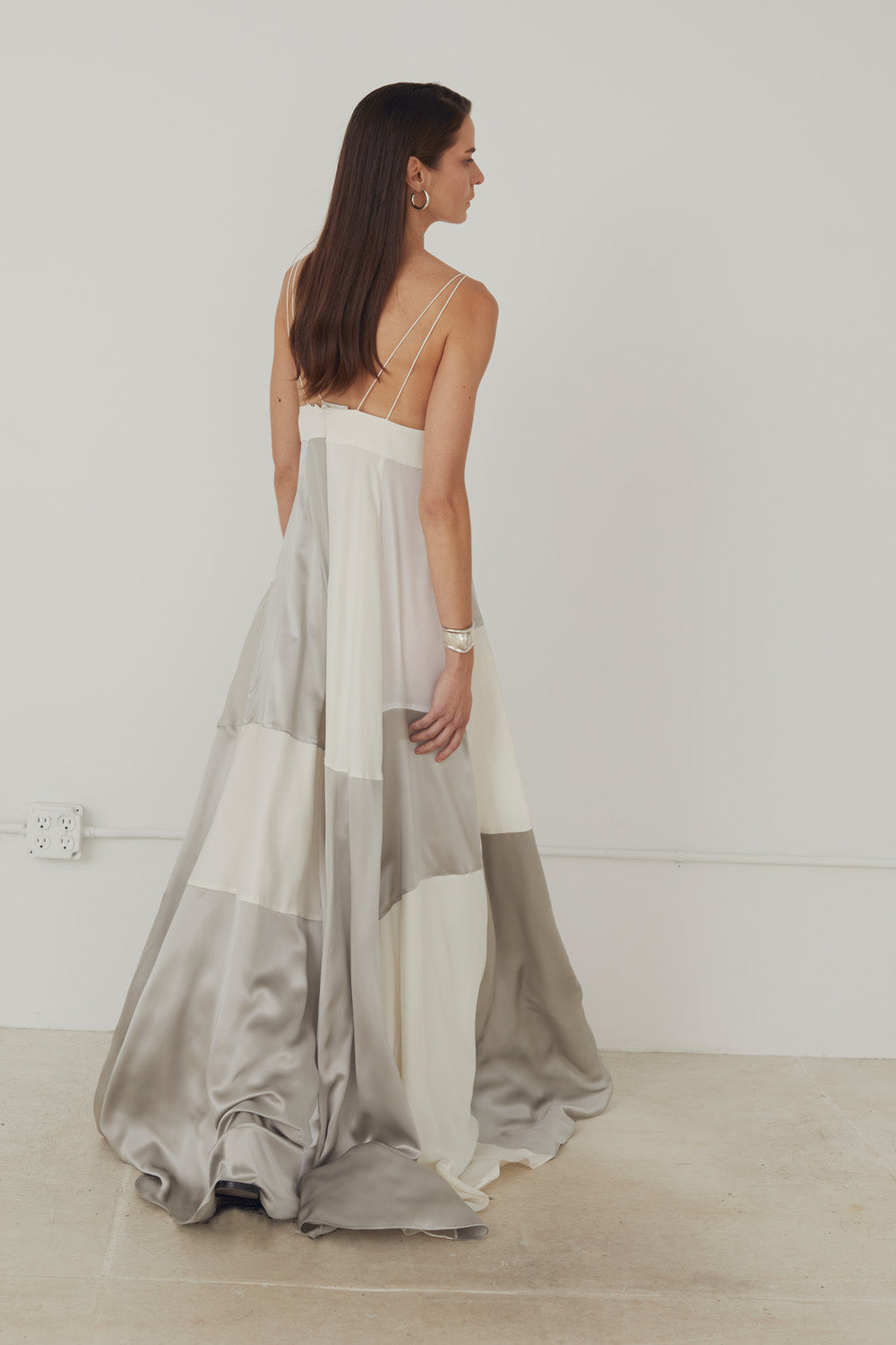 Maya Dress in Ivory/Grey
