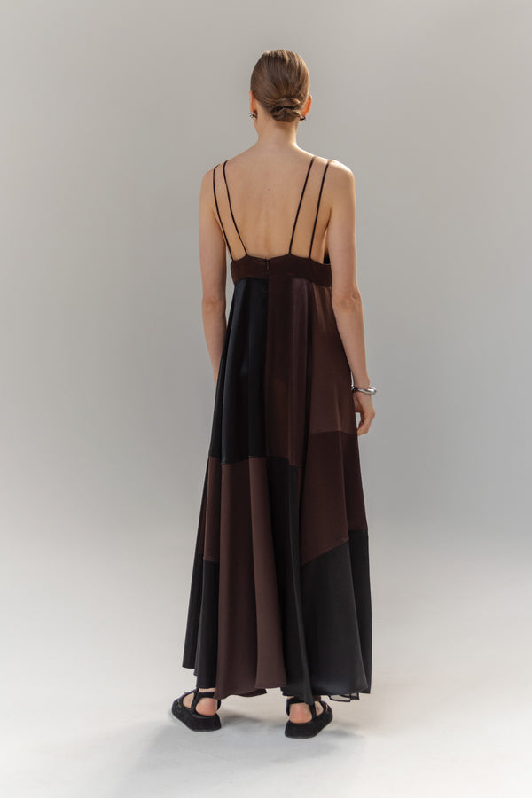 Magdalena Dress in Chocolate/Black
