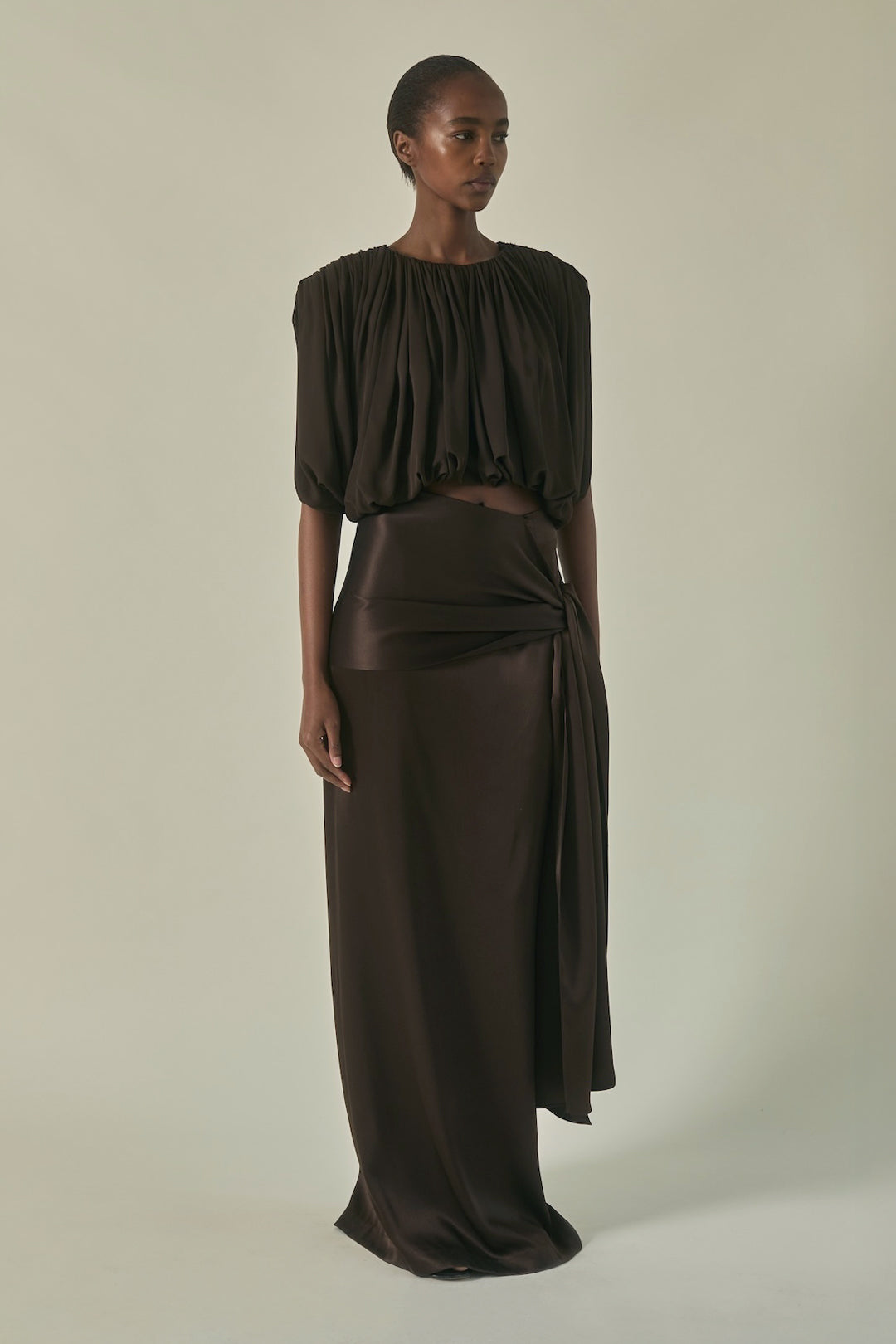 tobacco skirt Gored in Cotton Poplin 70% Cotton Marina Rinaldi | Woman -