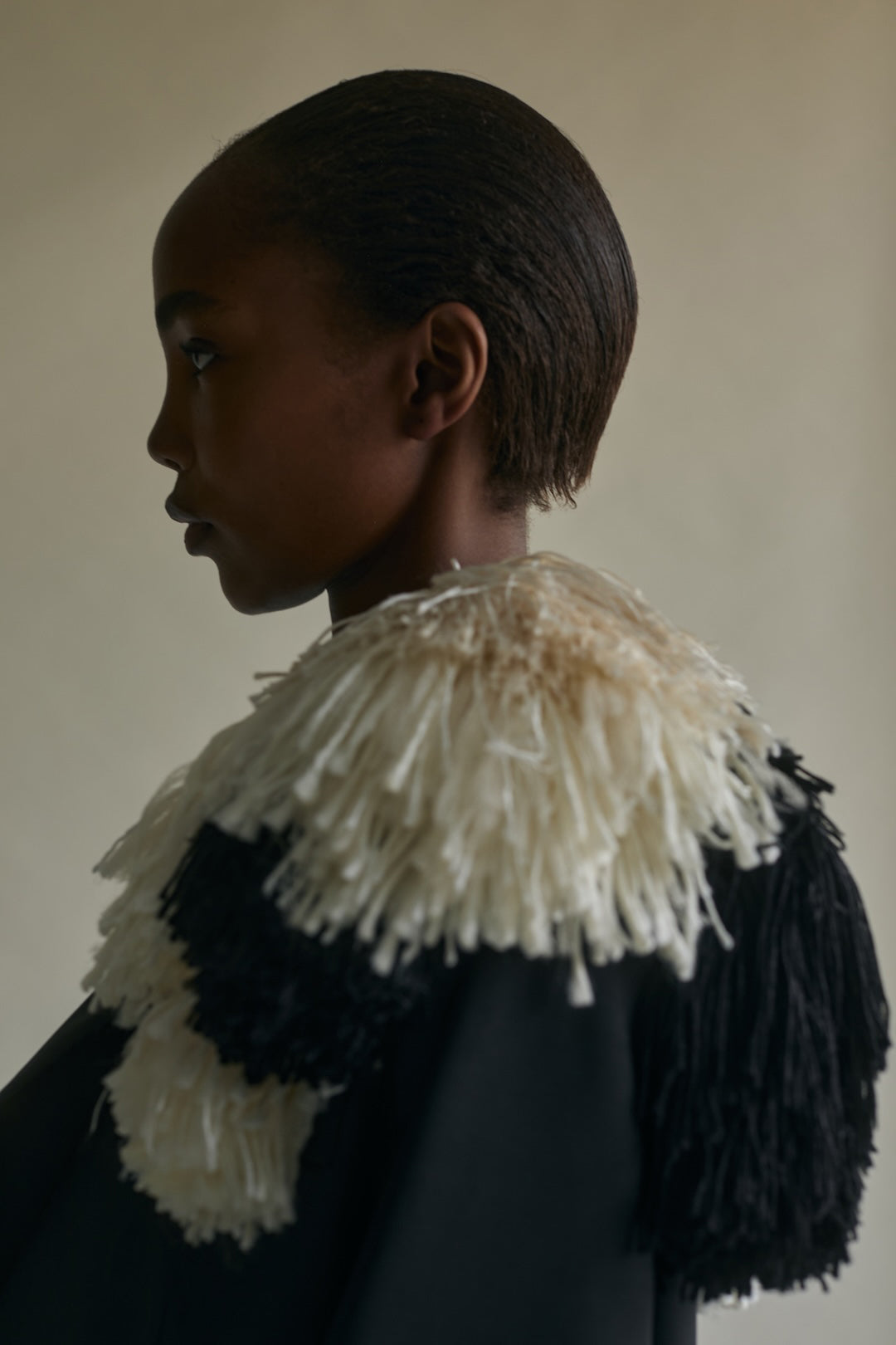 Pom Pom Brooch in Ivory & Black