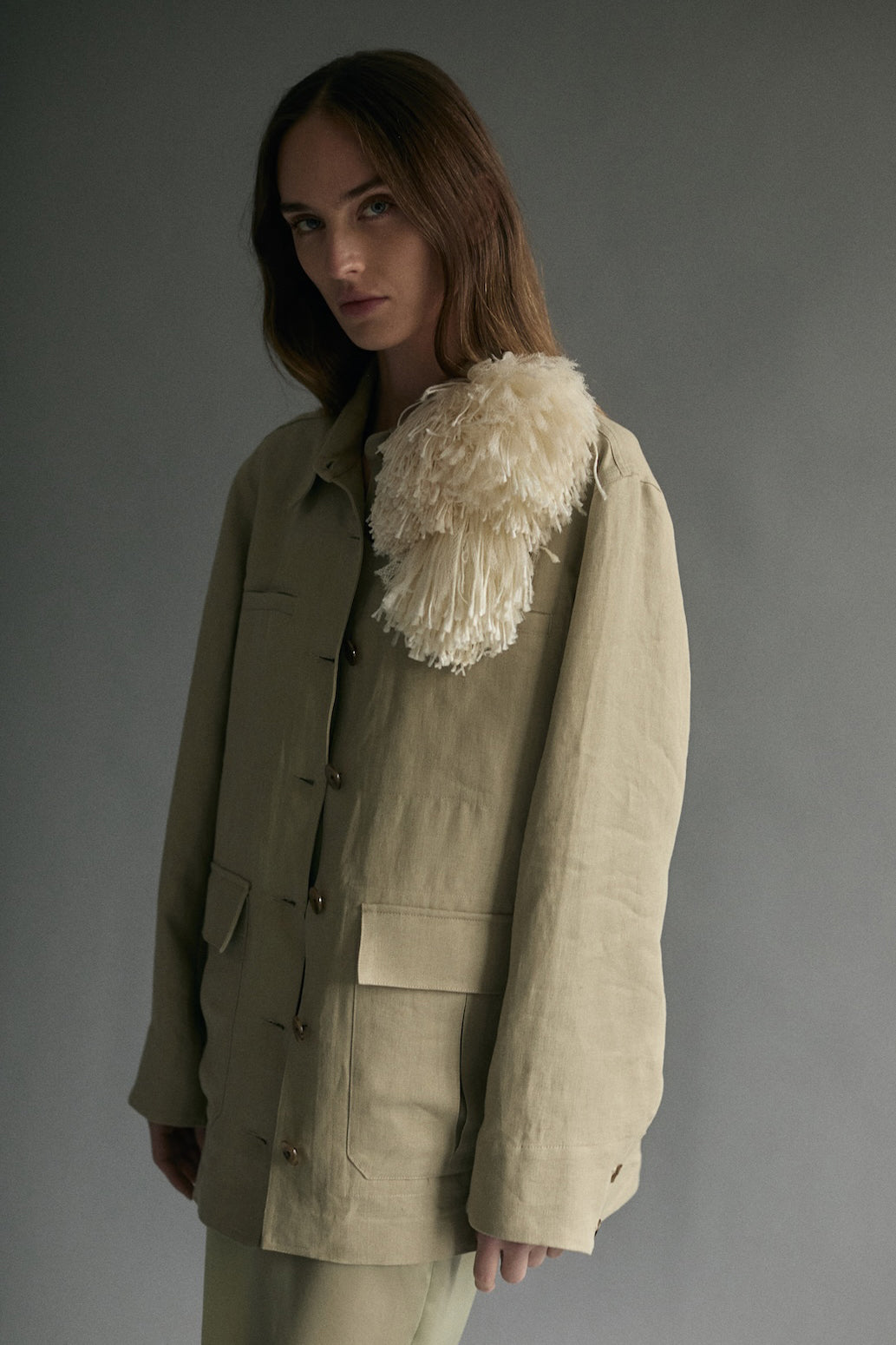 Pom Pom Brooch in Ivory