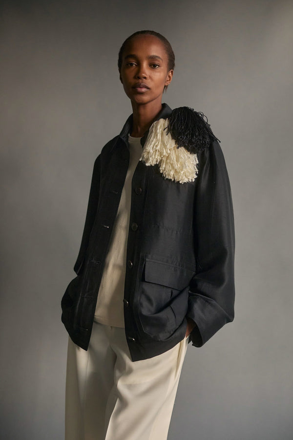 Pom Pom Brooch in Ivory & Black